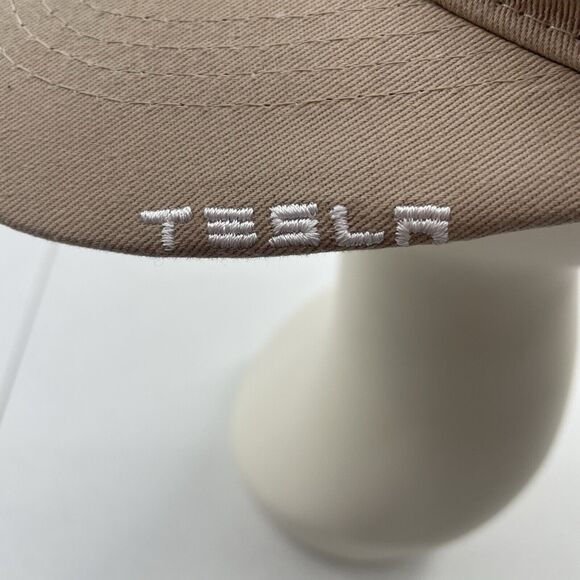 Tesla Strap Back Hat Cap Beige Adult Adjustable 6 Panel - Picture 9 of 12